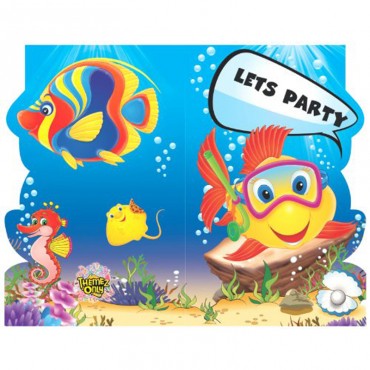 Themez Only Underwater Paper Invitation Card With Env. 10 Piece Pack